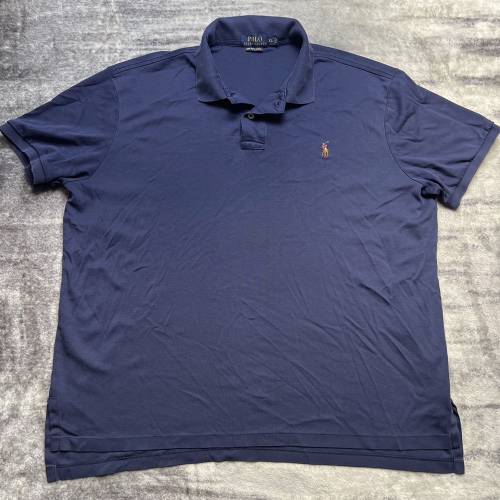 Polo Ralph Lauren Pima Soft Touch Blue Polo Shirt Men's XL Flesh Pony Classic